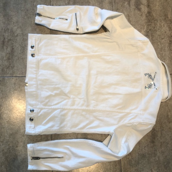 ROAR- Guns White Denim Embellished Jacket - Picture 6 of 10